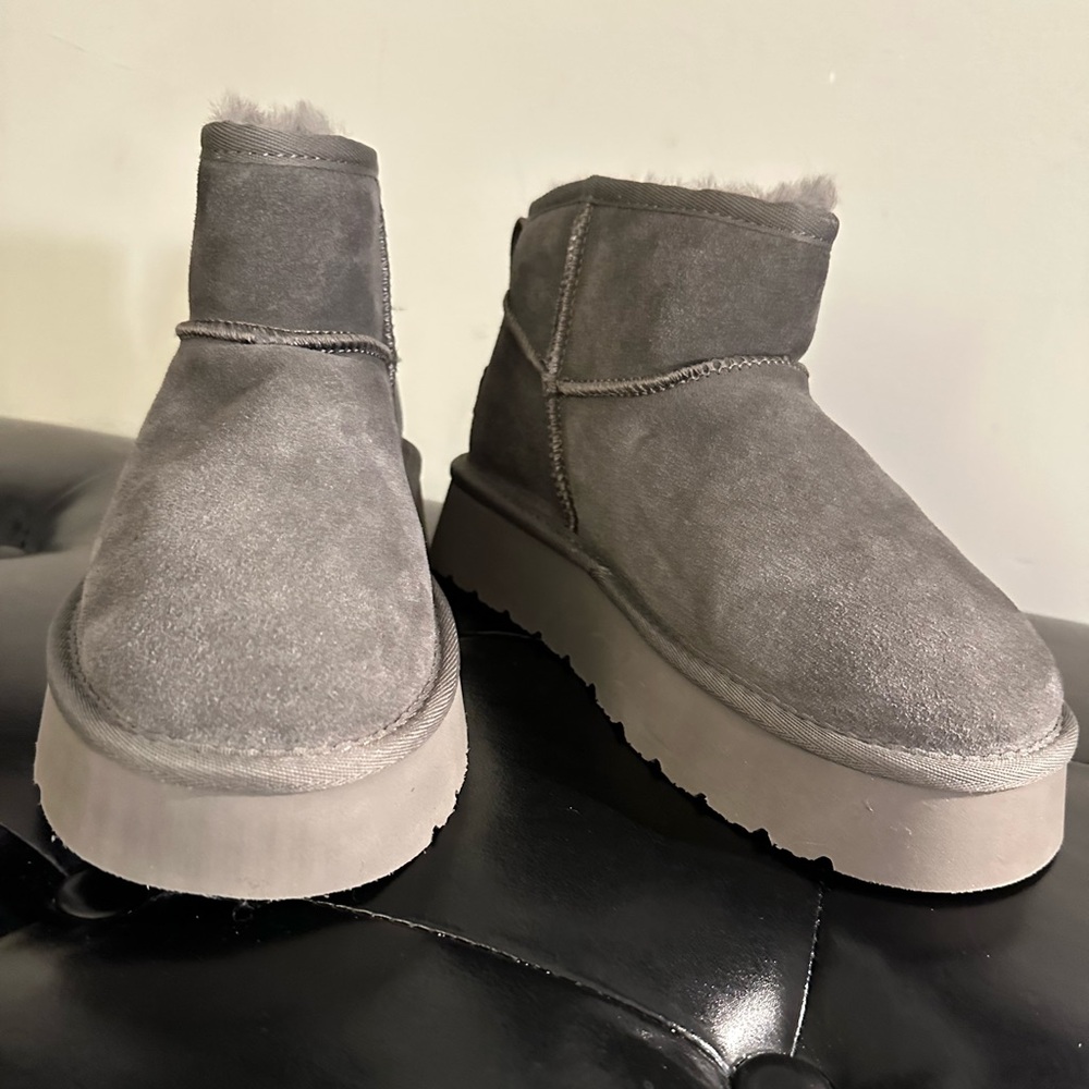 Ugg Dream Merino Gray Suede Women's Mini Boots